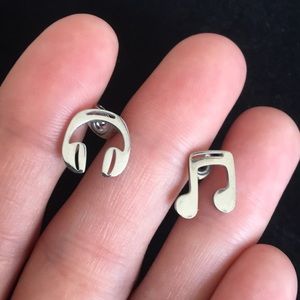 Music Theme Silver Tone Earrings